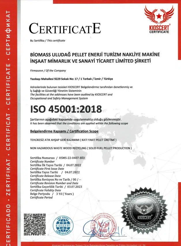 Træpille certifikat - ISO 45001:2018